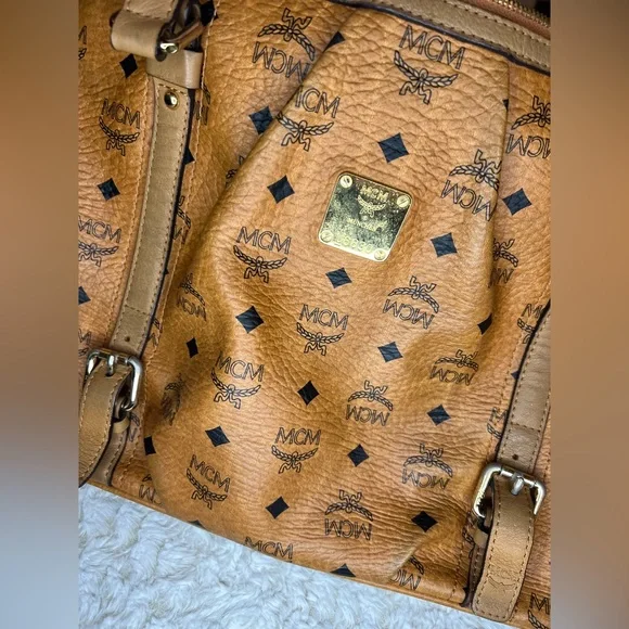 Authentic MCM Cognac Visetos 2 way Bag